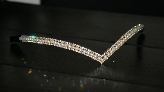 Frontal strass blanc et perles - Equine Concept