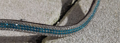 Frontal strass blanc et turquoise - Equine Concept